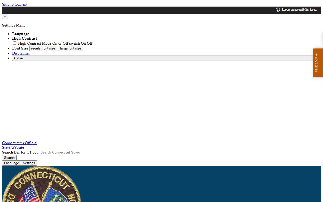 Connecticut DOC inmate search landing page for a Greenwich County inmate lookup